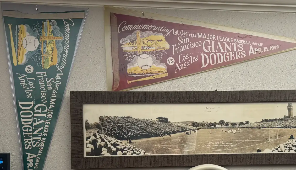 1958 San Francisco Giants versus Los Angeles Dodgers commemorative pennants