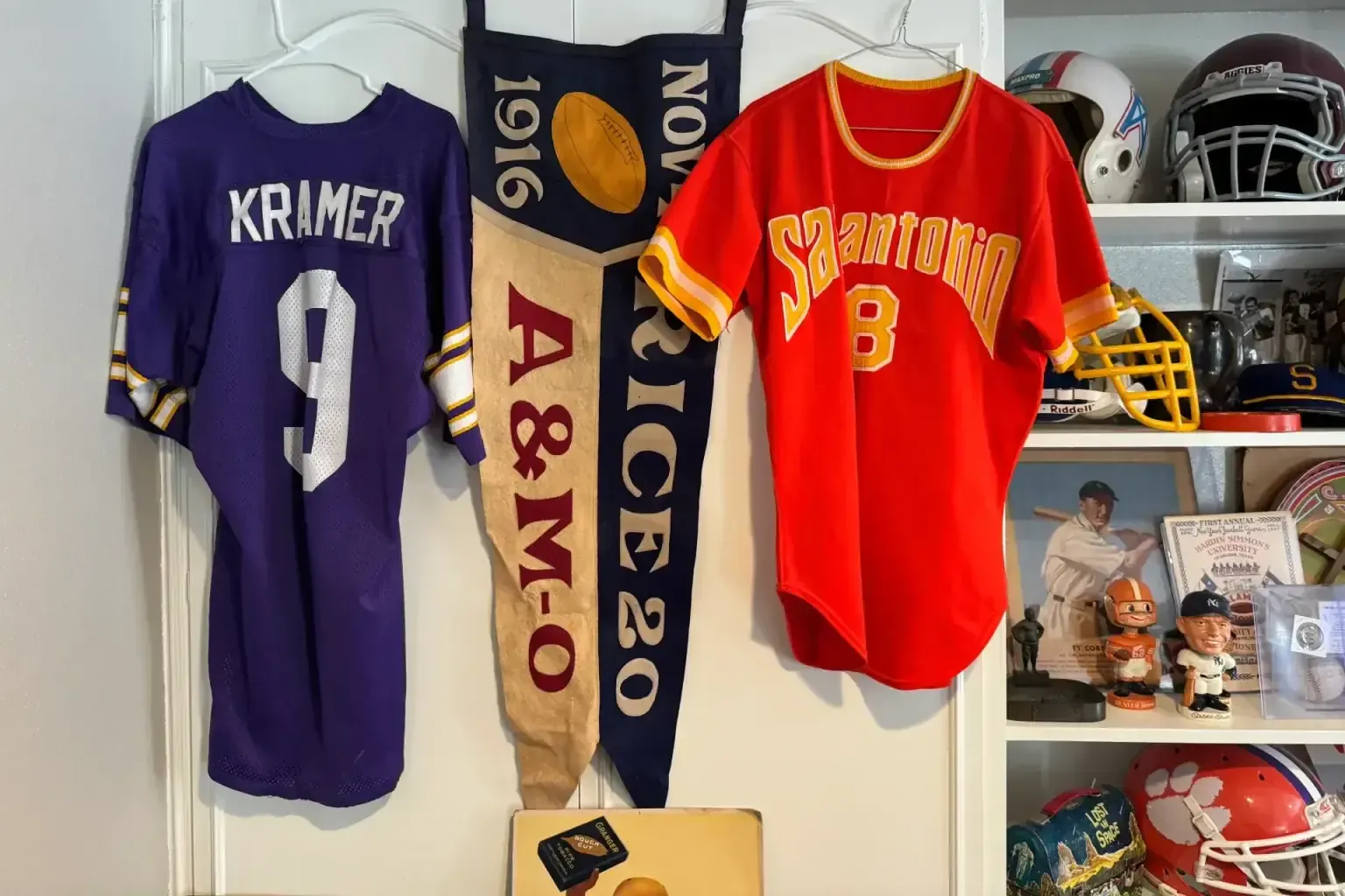 Sell vintage sports memorabilia in Schertz Tx — a craftsperson sighting along the finished work to check it is true